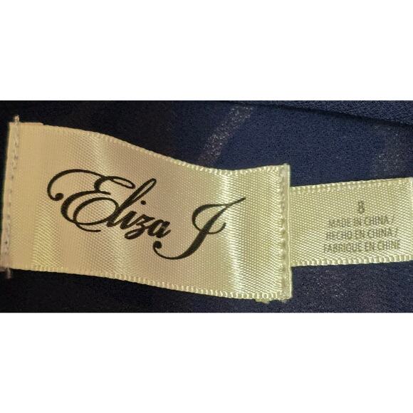 Eliza J Floral Print V-Neck Clip Ruffle Sleeve Dot Dress Size 8 - Picture 5 of 9